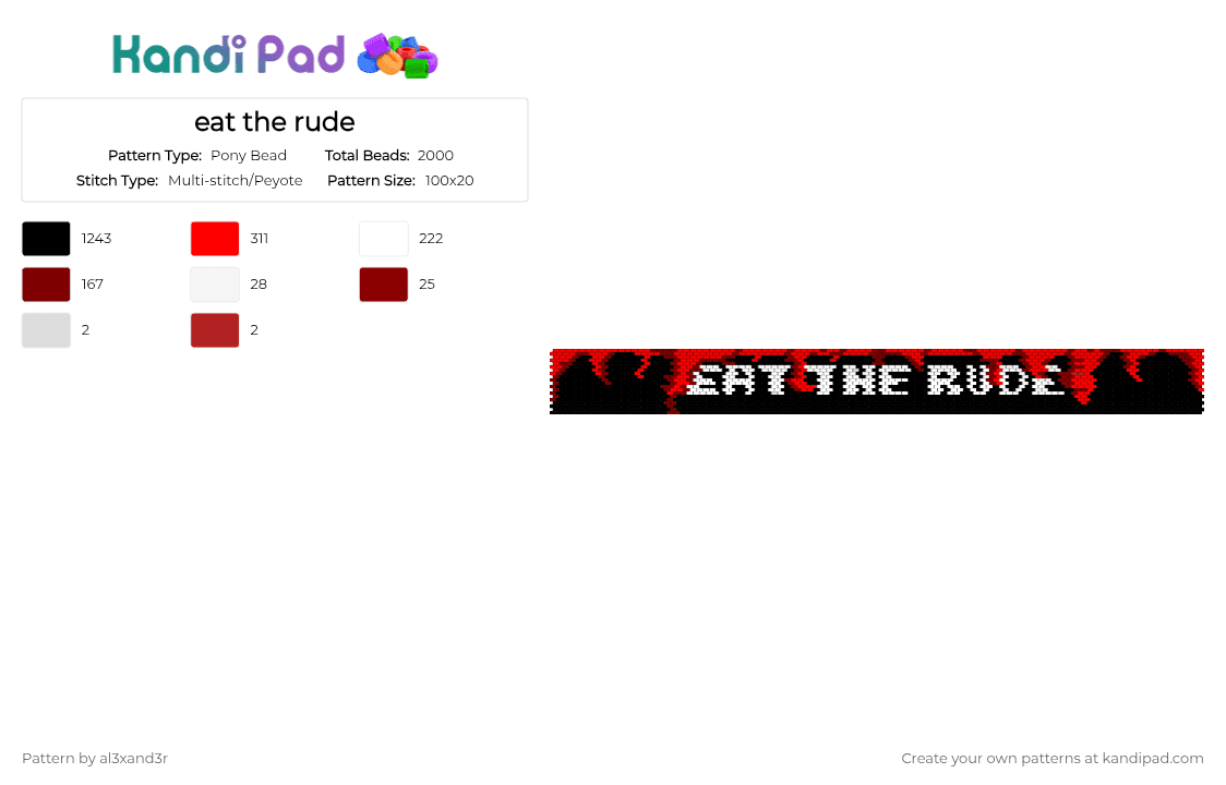 eat the rude - Pony Bead Pattern by al3xand3r on Kandi Pad - black, brown, eat the rude, hannibal, hannigram, nbc, red