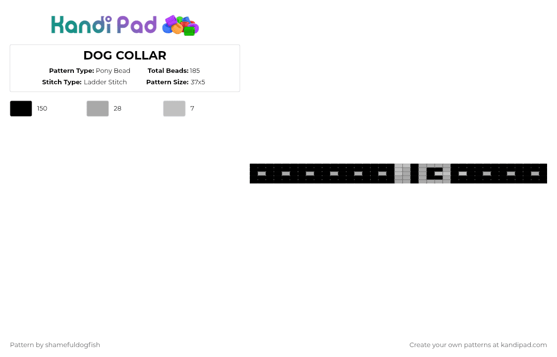 DOG COLLAR - Pony Bead Pattern by shamefuldogfish on Kandi Pad - black,latter,puppy,collar,dogboy,doggirl