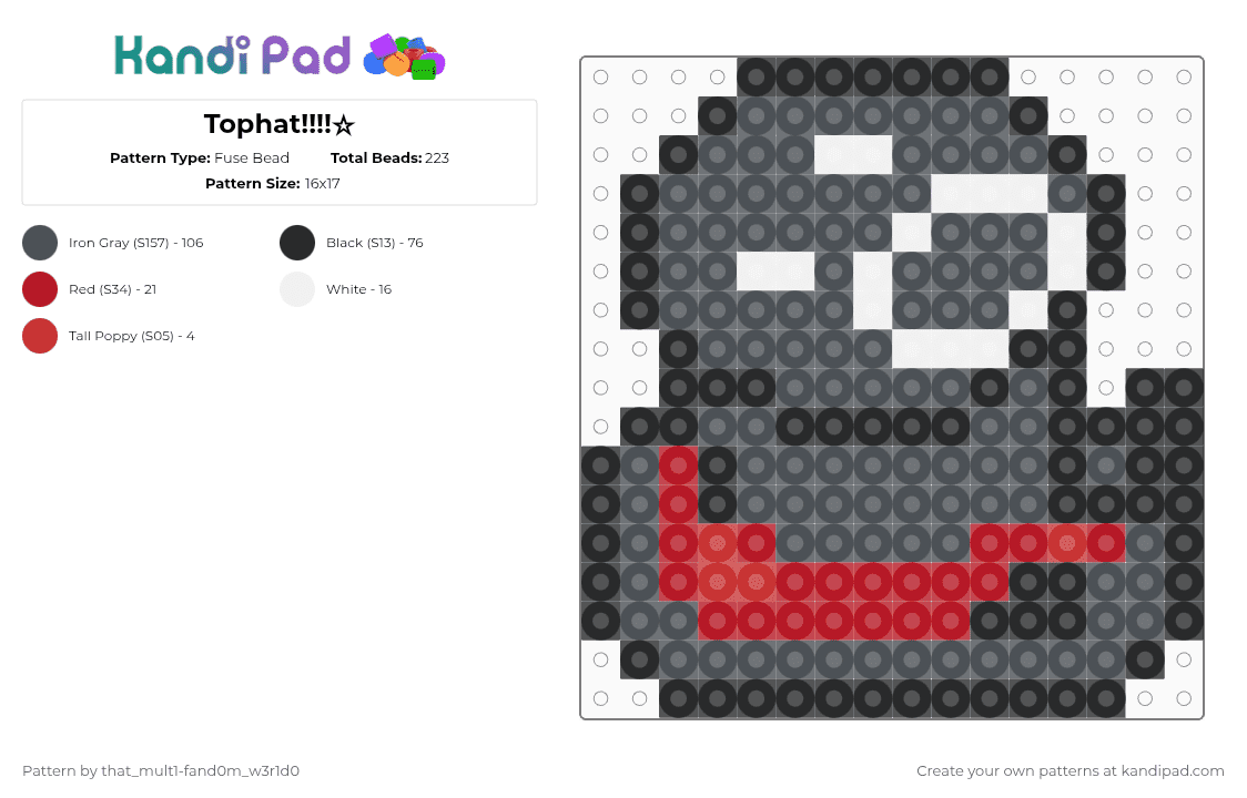 Tophat!!!!☆ - Fuse Bead Pattern by deleted_user_483224 on Kandi Pad - purple,tnm,the nightly manor,osc,object show,tophat
