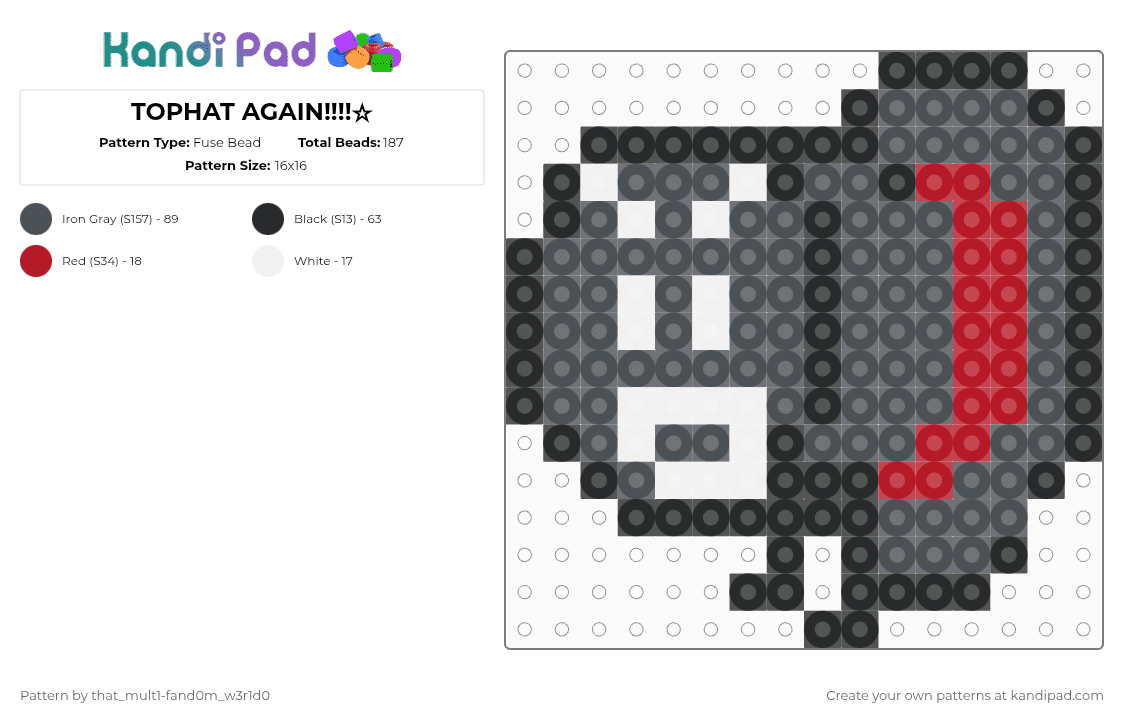 TOPHAT AGAIN!!!!☆ - Fuse Bead Pattern by deleted_user_483224 on Kandi Pad - purple,tnm,the nightly manor,osc,object show,tophat