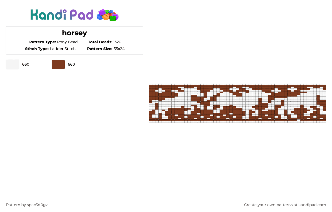 horsey - Pony Bead Pattern by spac3d0gz on Kandi Pad - white,brown