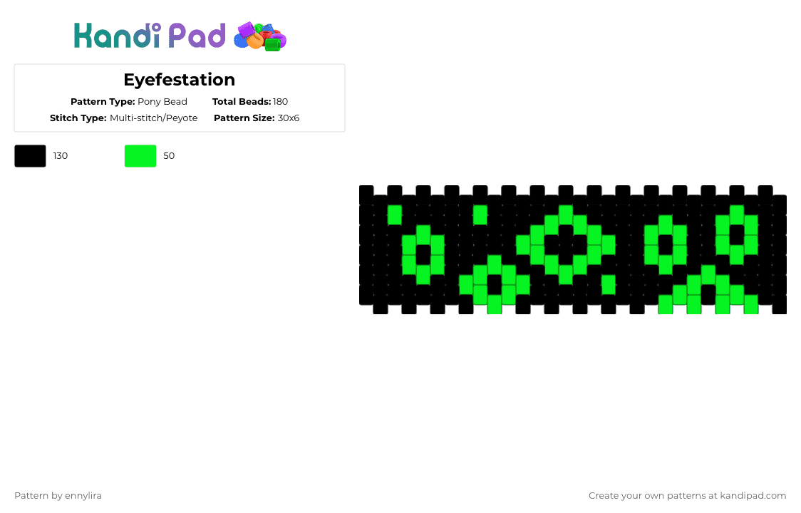 Eyefestation - Pony Bead Pattern by ennylira on Kandi Pad - black,green