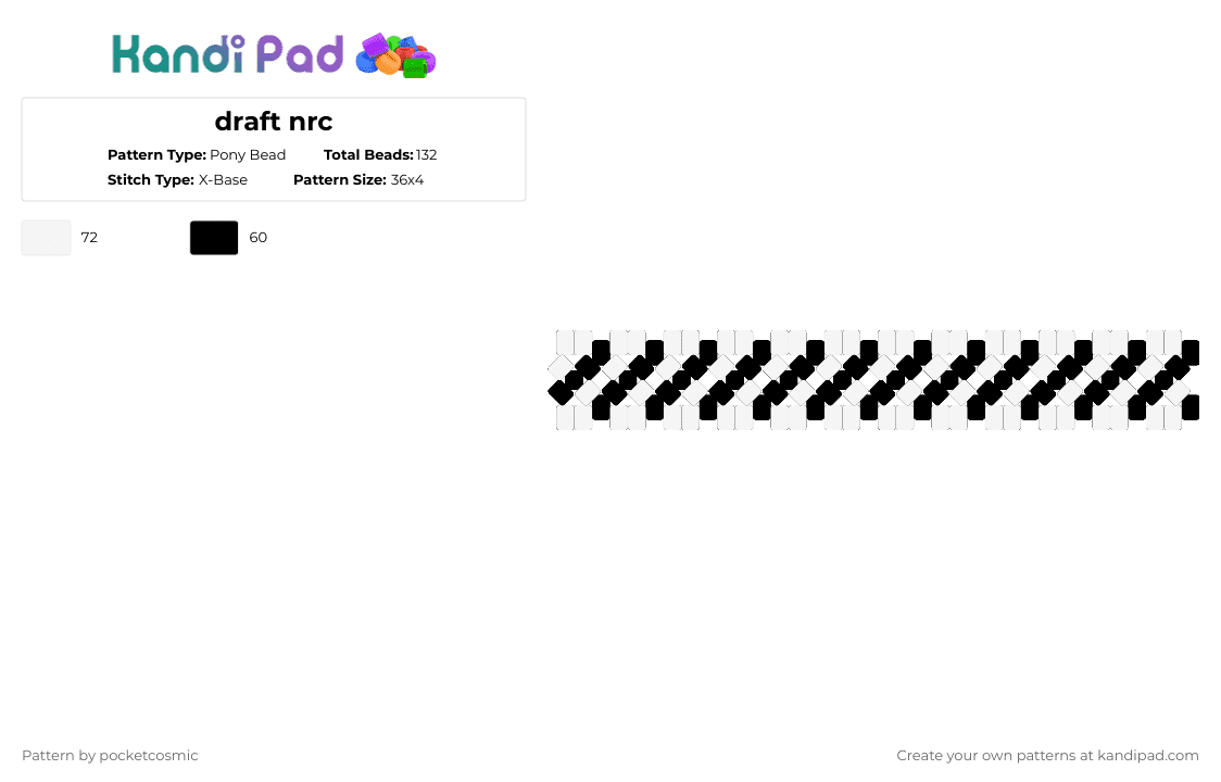 draft nrc - Pony Bead Pattern by pocketcosmic on Kandi Pad - white,black