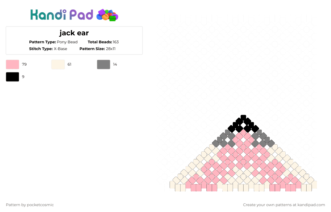 jack ear - Pony Bead Pattern by pocketcosmic on Kandi Pad - pink