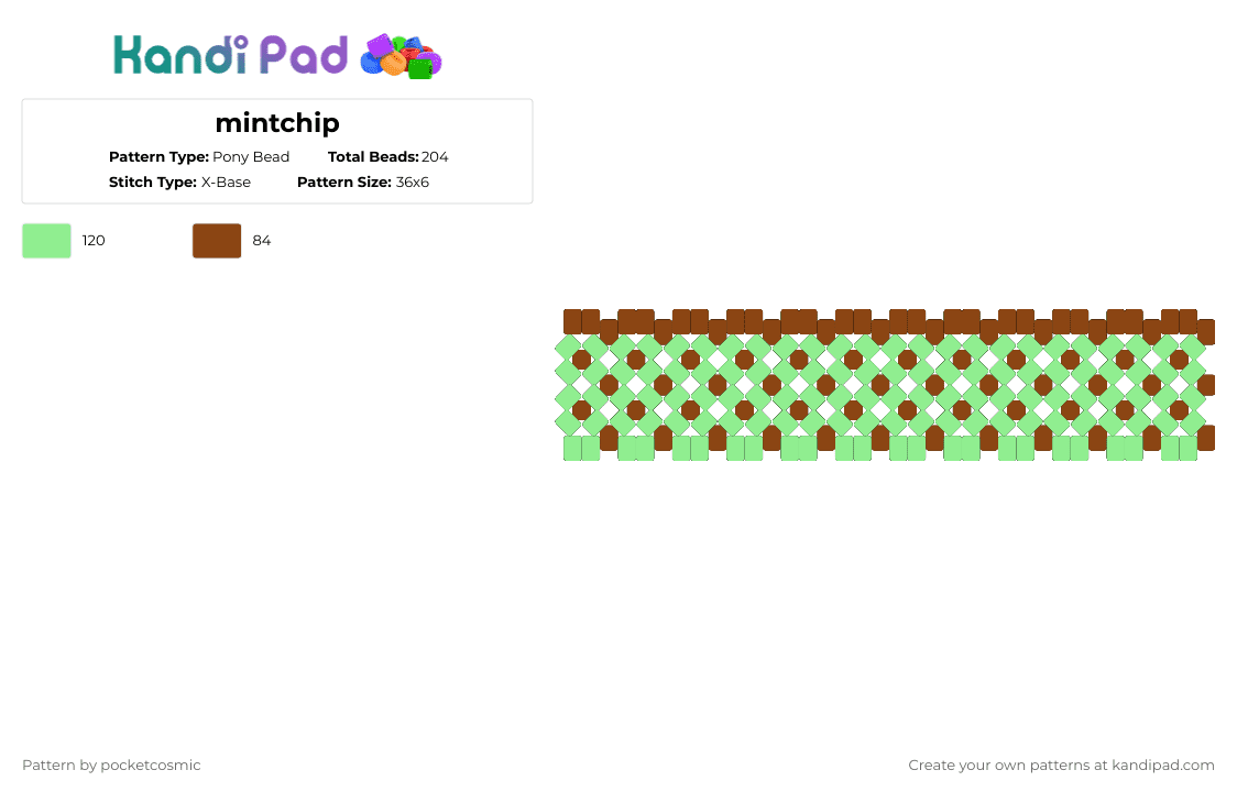 mintchip - Pony Bead Pattern by pocketcosmic on Kandi Pad - red,teal