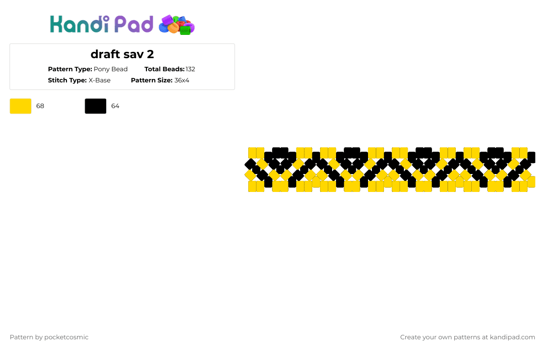draft sav 2 - Pony Bead Pattern by pocketcosmic on Kandi Pad - black,yellow