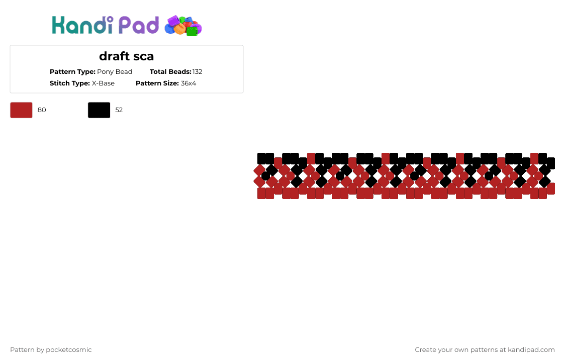 draft sca - Pony Bead Pattern by pocketcosmic on Kandi Pad - black, red