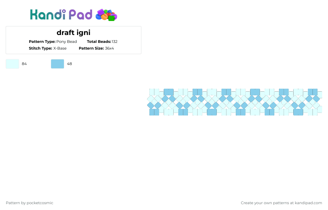 draft igni - Pony Bead Pattern by pocketcosmic on Kandi Pad - white,light blue