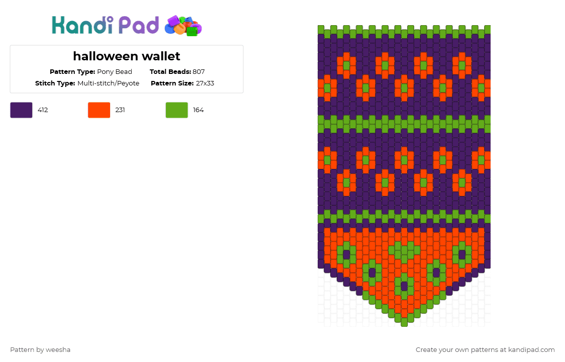 halloween wallet - Pony Bead Pattern by weesha on Kandi Pad - purple