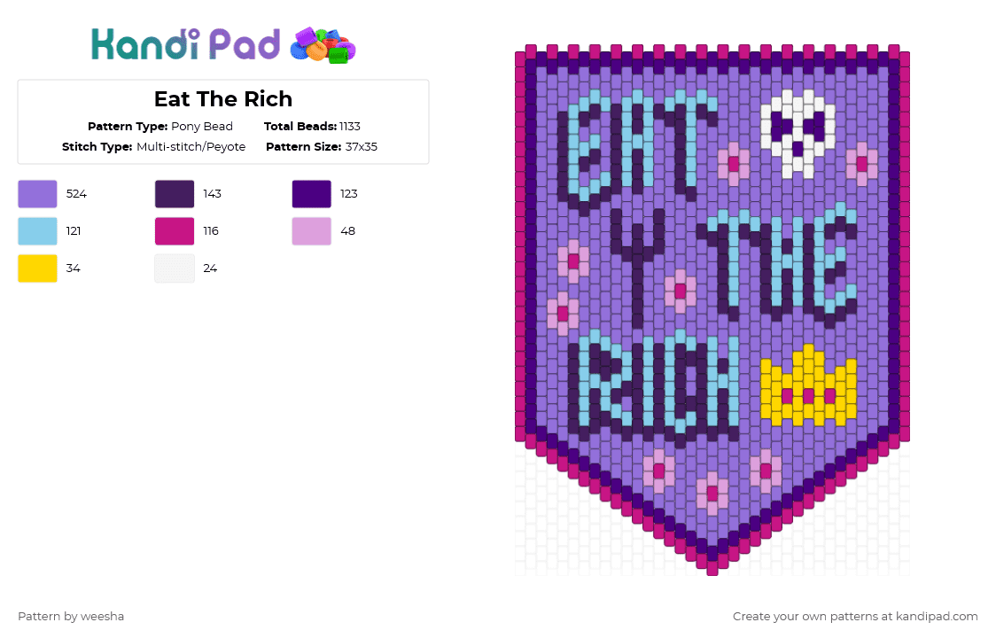 Eat The Rich - Pony Bead Pattern by weesha on Kandi Pad - purple
