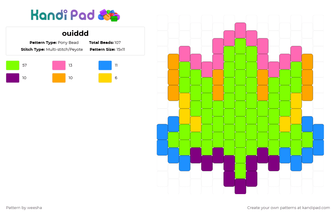 ouiddd - Pony Bead Pattern by weesha on Kandi Pad - weed,marijuana,pot,pink,green