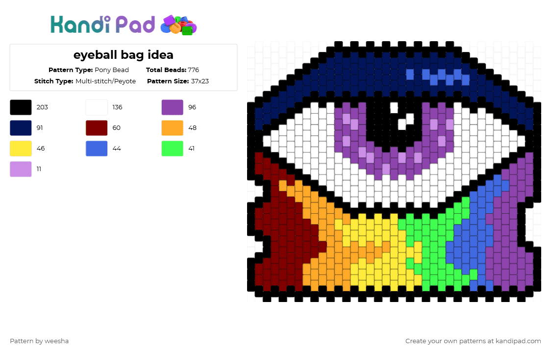 eyeball bag idea - Pony Bead Pattern by weesha on Kandi Pad - purple,pink,brown