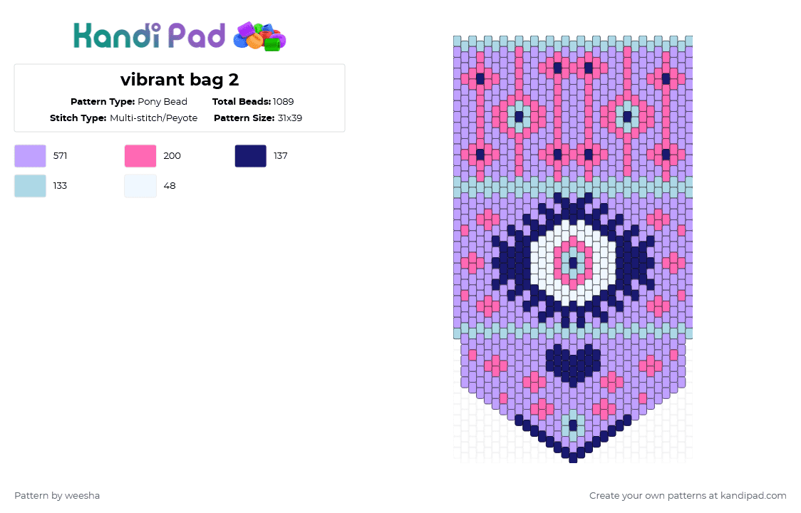vibrant bag 2 - Pony Bead Pattern by weesha on Kandi Pad - pink