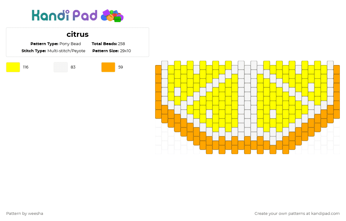 citrus - Pony Bead Pattern by weesha on Kandi Pad - orange,yellow