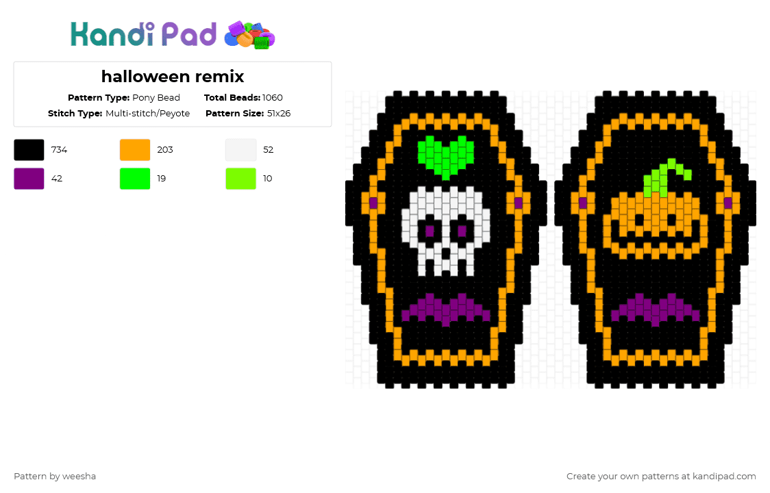 halloween remix - Pony Bead Pattern by weesha on Kandi Pad - 
