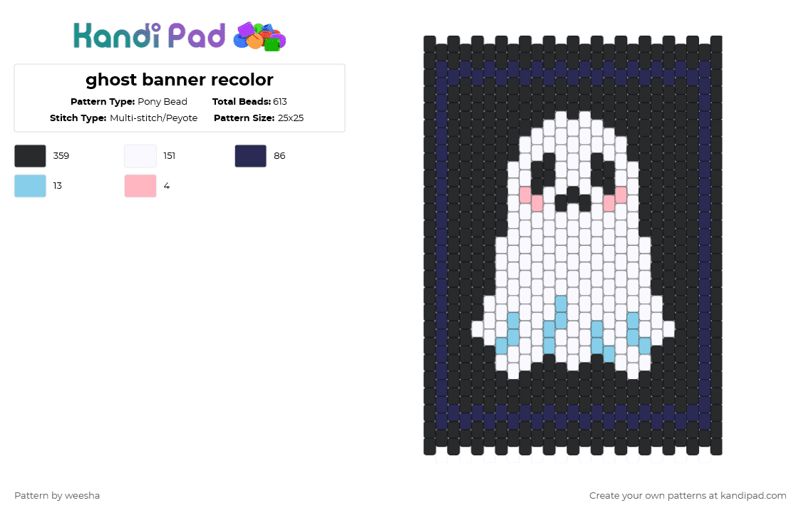 ghost banner recolor - Pony Bead Pattern by weesha on Kandi Pad - black,white,purple