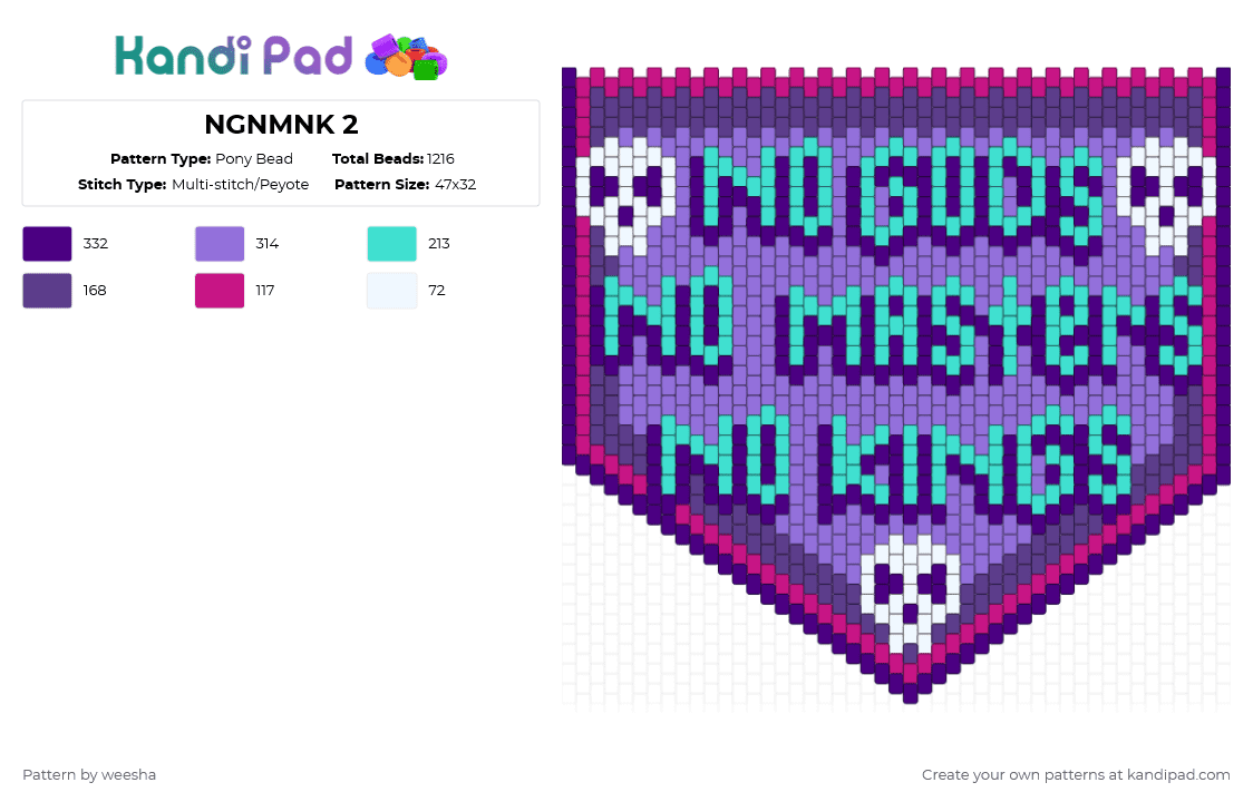NGNMNK 2 - Pony Bead Pattern by weesha on Kandi Pad - purple
