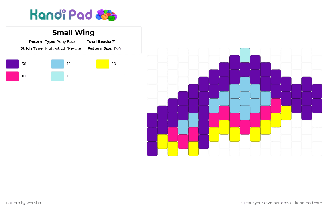 Small Wing - Pony Bead Pattern by weesha on Kandi Pad - purple