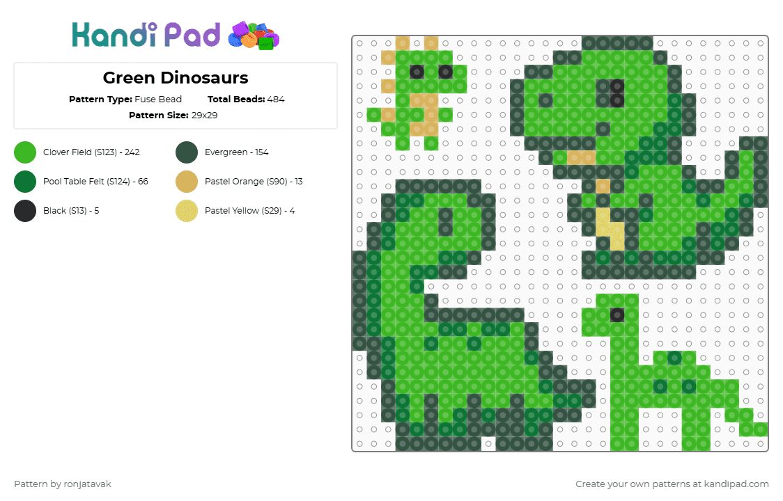 Brachiosaurus - Fuse Bead Pattern by ronjatavak on Kandi Pad - gray,green