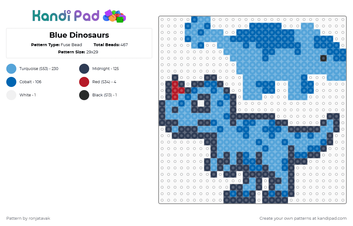 Ceratosaurus - Fuse Bead Pattern by ronjatavak on Kandi Pad - ceratosaurus,dinosaur,animal,prehistoric,purple,light blue