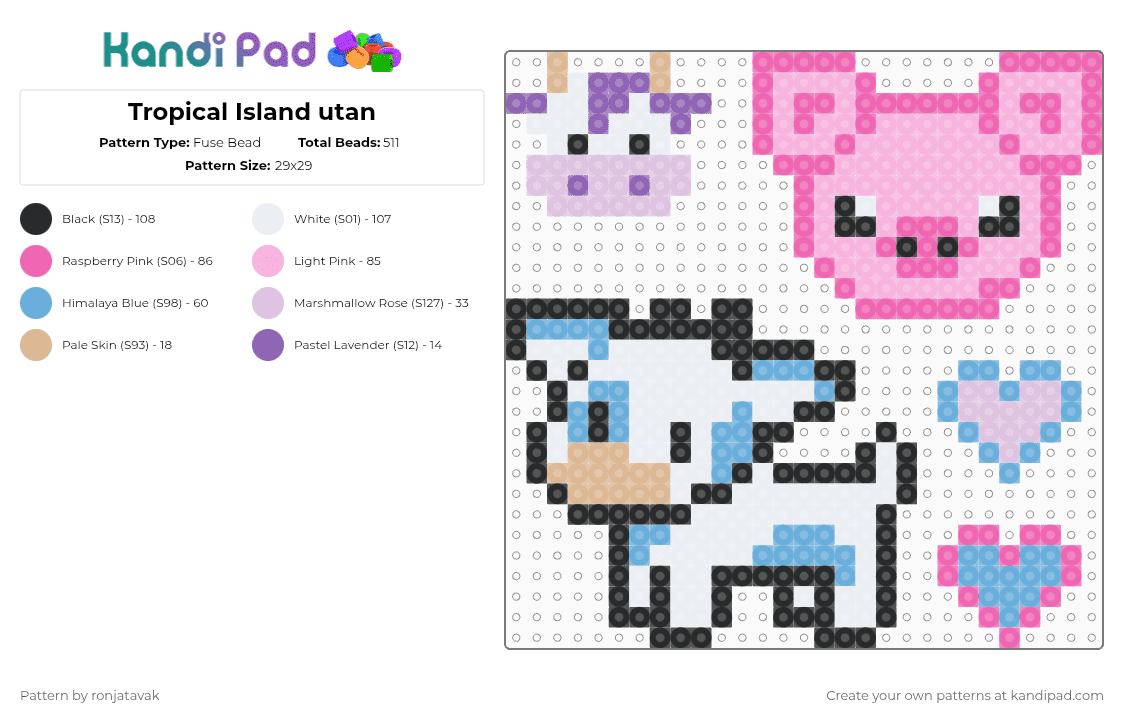 Farm Animals - Fuse Bead Pattern by ronjatavak on Kandi Pad - pink