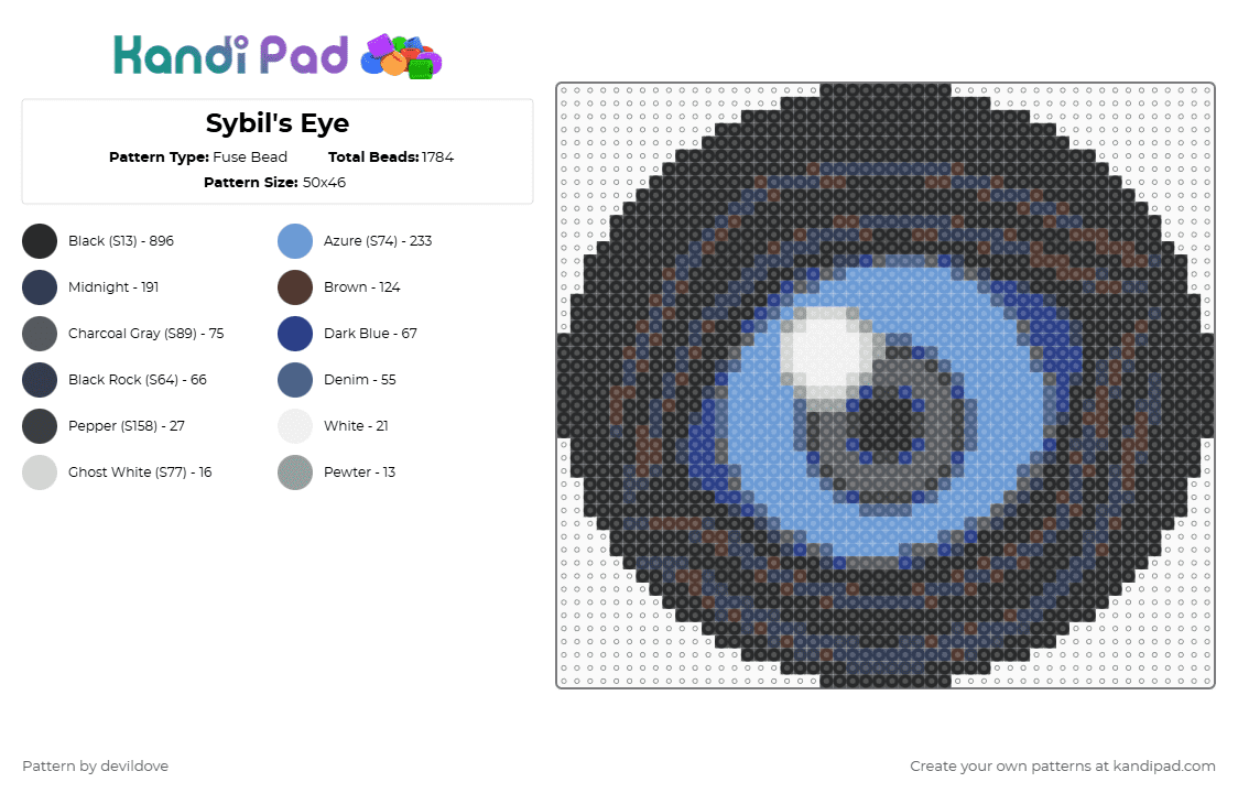 Sybil\'s Eye (Look Outside) - Fuse Bead Pattern by devildove on Kandi Pad - black,purple,light blue,look outside,sybil,eye,look,outside