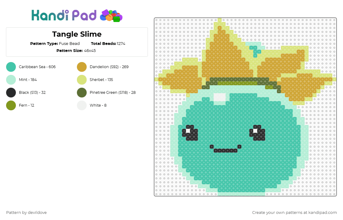 Tangle Slime - Fuse Bead Pattern by devildove on Kandi Pad - teal,orange,tangle slime,tangle,slime,slime rancher,slime rancher 1,slime rancher 2