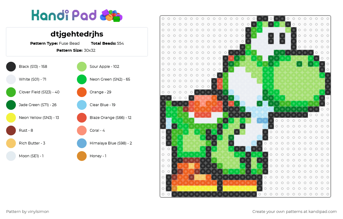 dtjgehtedrjhs - Fuse Bead Pattern by vinylsimon on Kandi Pad - green