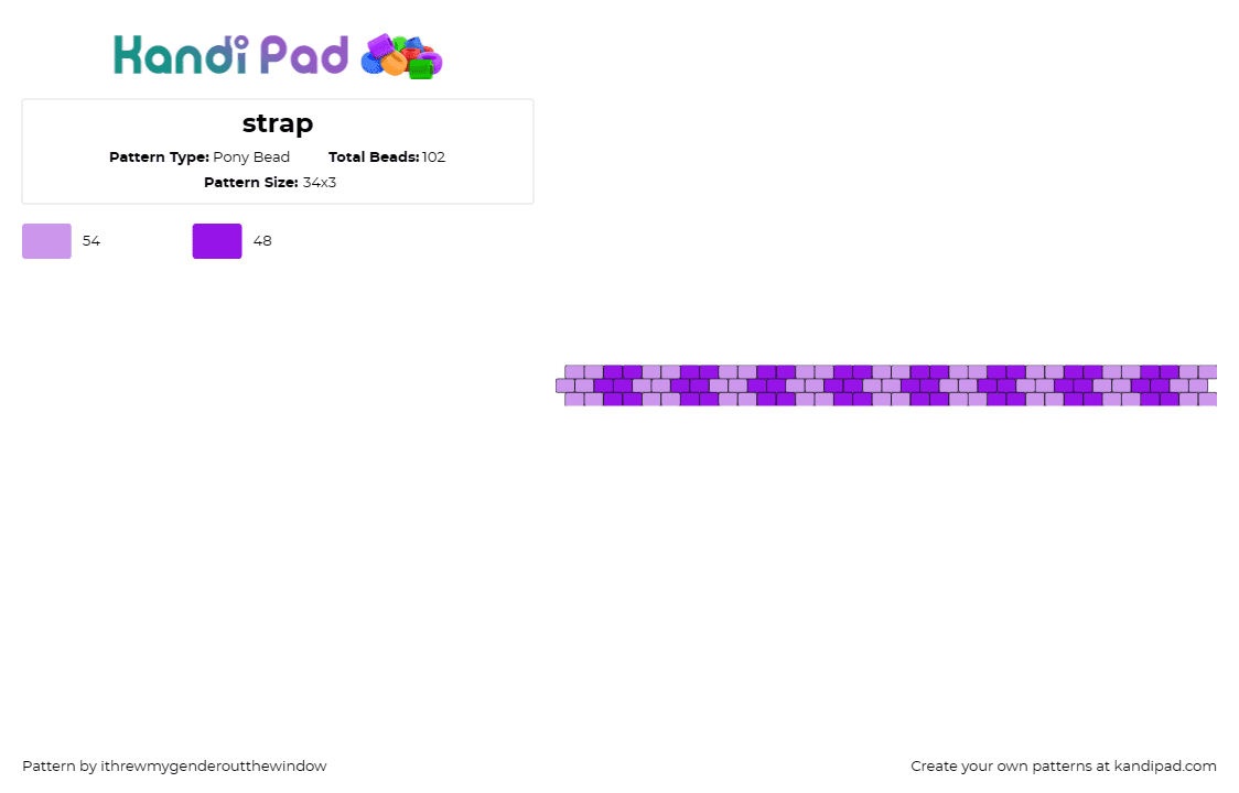 strap - Pony Bead Pattern by ithrewmygenderoutthewindow on Kandi Pad - bag,strap,sleek,striped,regal,sophistication,style,linear,purple