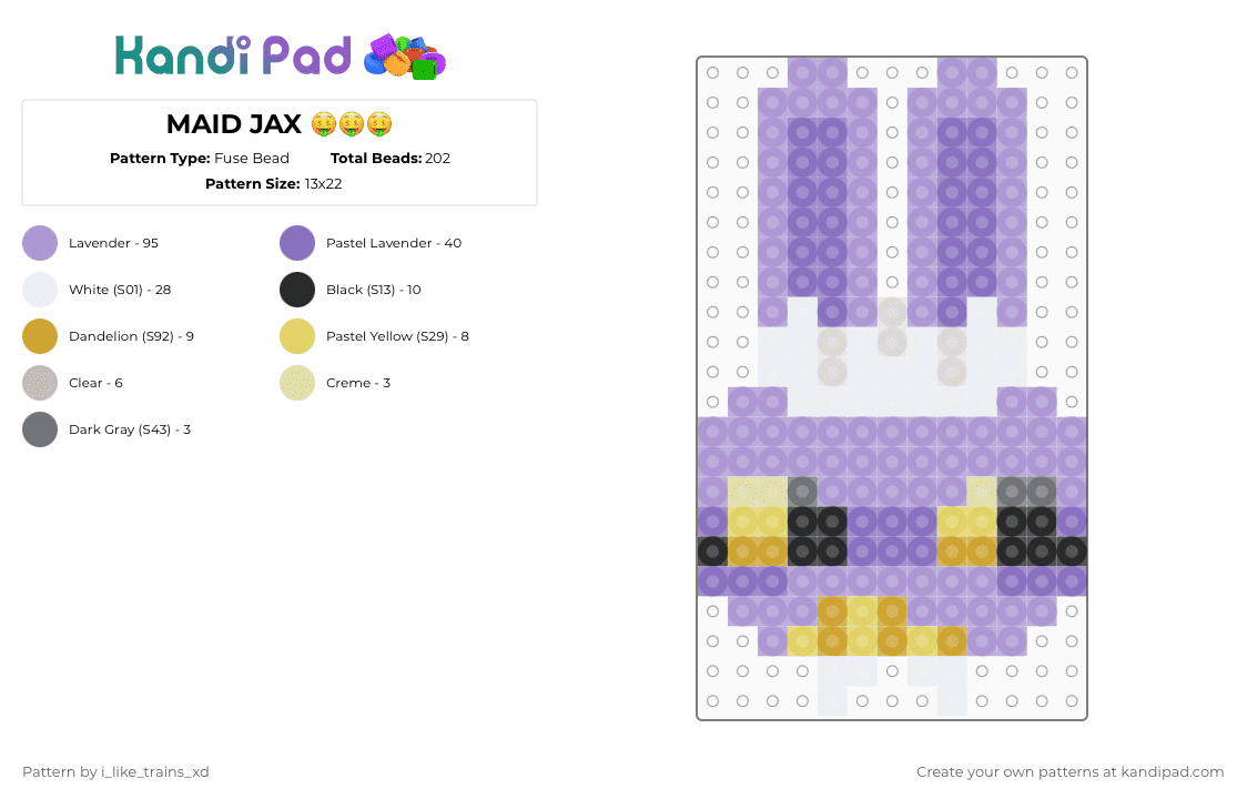 MAID JAX 🤑🤑🤑 - Fuse Bead Pattern by i_like_trains_xd on Kandi Pad - blue,pink