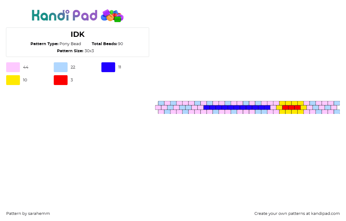 IDK - Pony Bead Pattern by sarahemm on Kandi Pad - wand,pastel,bracelet,cuff