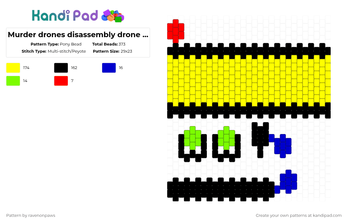 Murder drones disassembly drone tail - Pony Bead Pattern by deleted_user_363834 on Kandi Pad - yellow