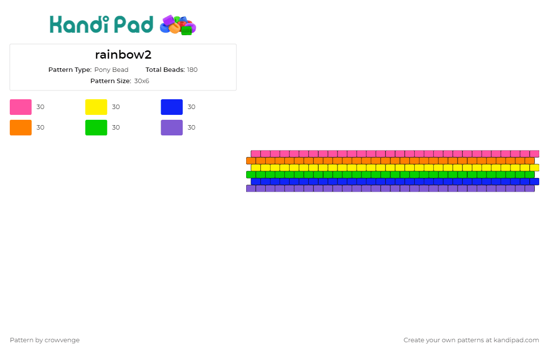rainbow2 - Pony Bead Pattern by crowvenge on Kandi Pad - rainbow,bracelet,cuff,diversity,joy,inclusivity,vibrant,gradient,expression,colorful