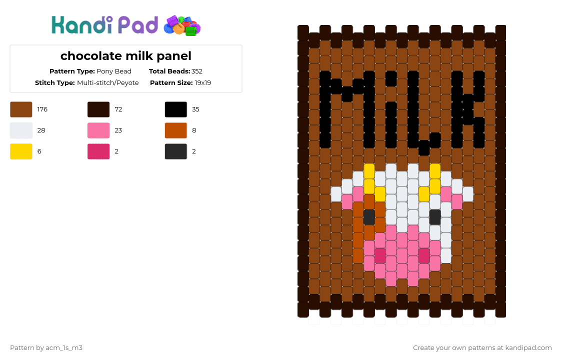 chocolate milk panel - Pony Bead Pattern by acm_1s_m3 on Kandi Pad - brown,red,milk