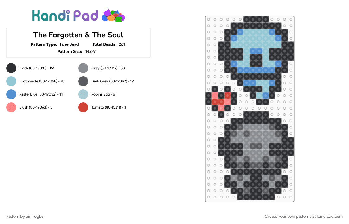 The Forgotten & The Soul - Fuse Bead Pattern by emiliogba on Kandi Pad - binding of isaac, black, gray, light blue, the binding of isaac, video game