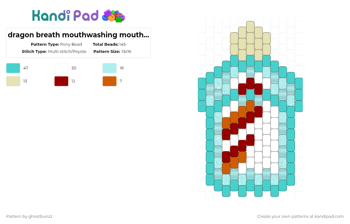 dragon breath mouthwashing mouthwash - Pony Bead Pattern by ghostbunzz on Kandi Pad - light blue