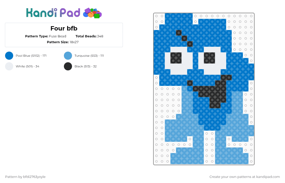 Four bfb - Fuse Bead Pattern by bfdi2763yoyle on Kandi Pad - blue,light blue