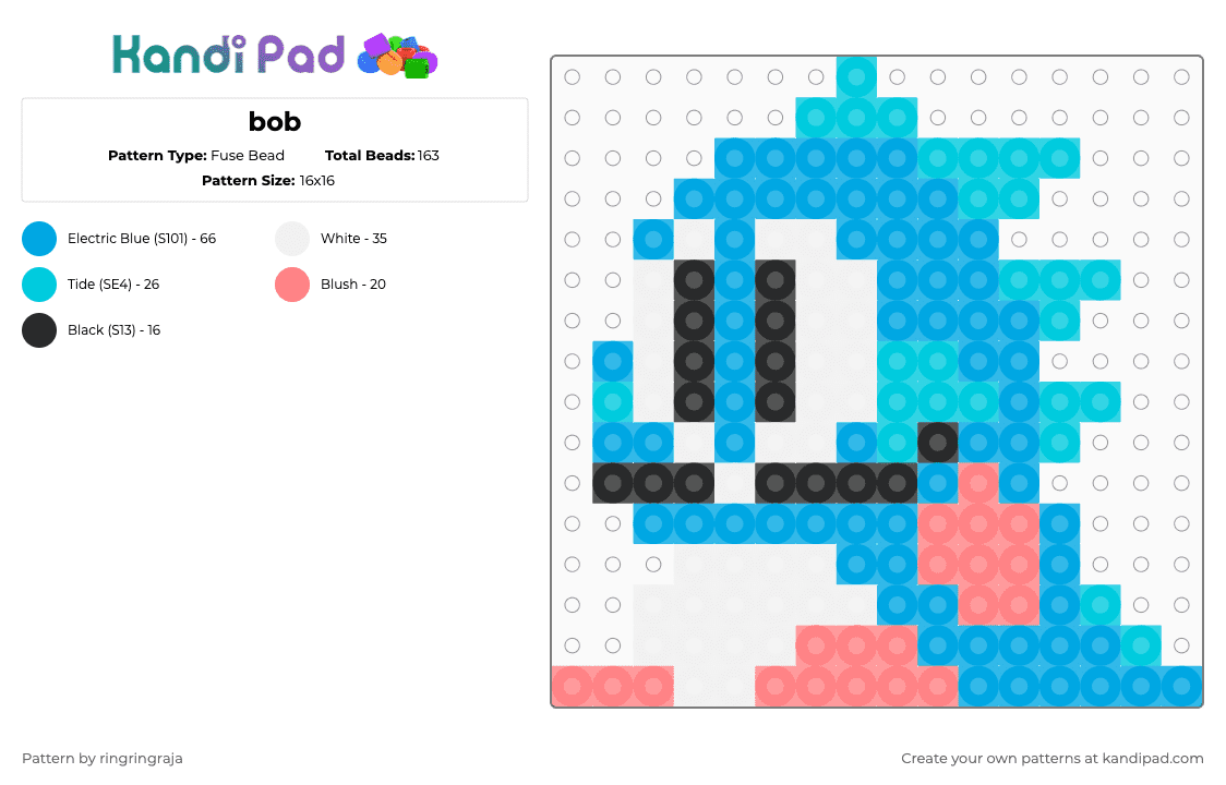bob - Fuse Bead Pattern by ringringraja on Kandi Pad - light blue