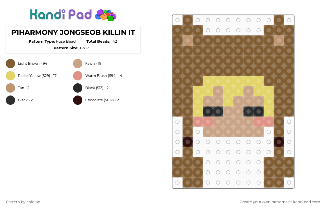 P1HARMONY JONGSEOB KILLIN IT - Fuse Bead Pattern by chloloe on Kandi Pad - tan