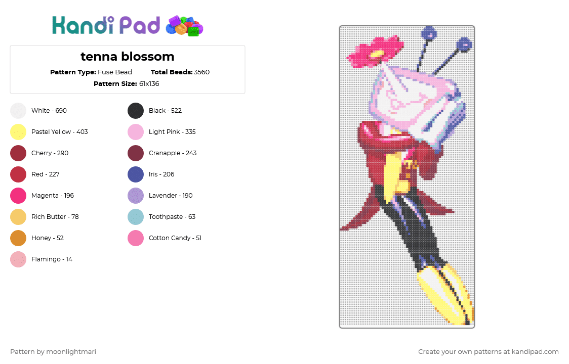 tenna blossom - Fuse Bead Pattern by moonlightmari on Kandi Pad - yellow,red,pink,deltarune,deltarune chapter 3,tenna