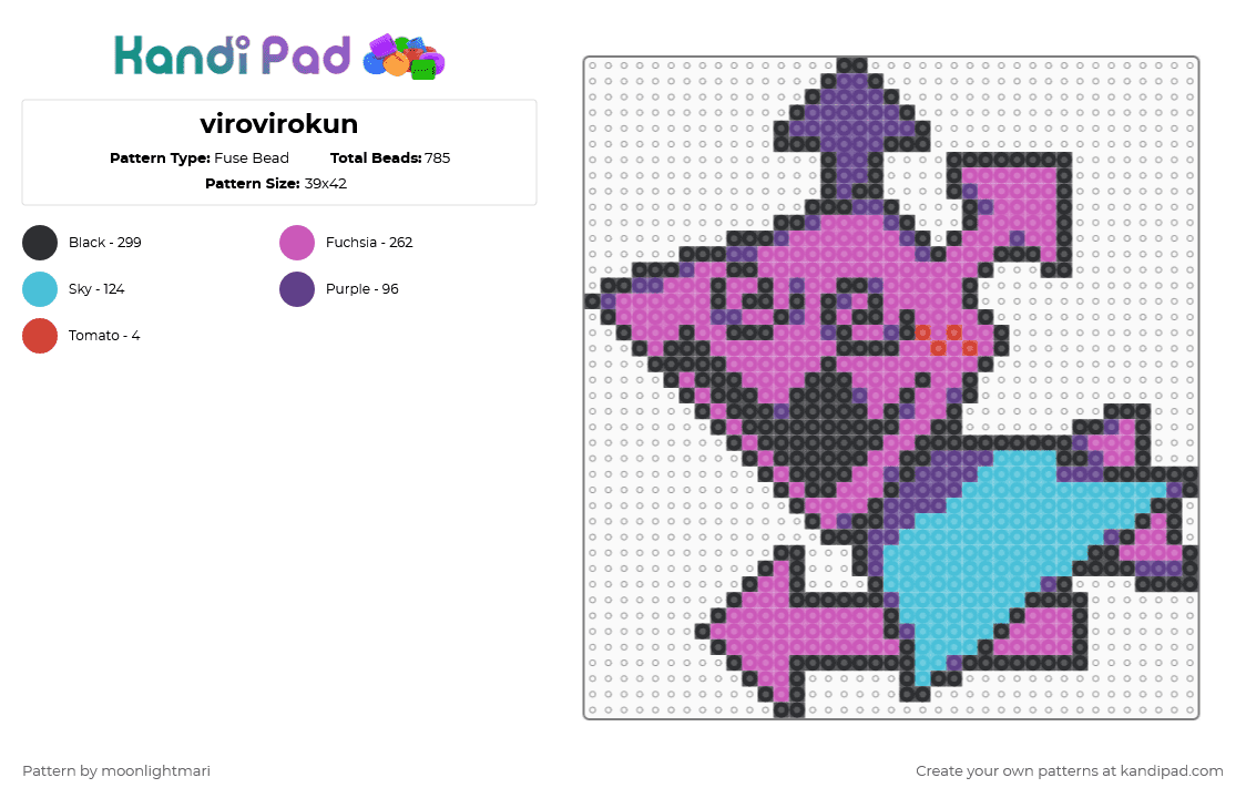 virovirokun - Fuse Bead Pattern by moonlightmari on Kandi Pad - pink,light blue,deltarune,deltarune chapter 2,virovirokun