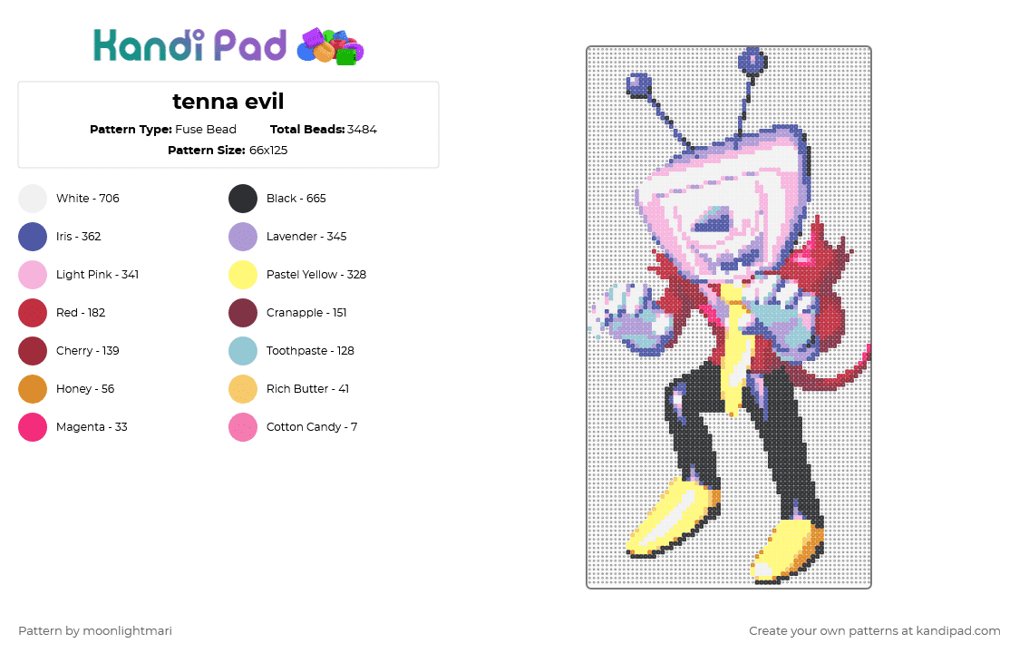tenna evil - Fuse Bead Pattern by moonlightmari on Kandi Pad - purple,pink,yellow,red,deltarune,deltarune chapter 3,tenna