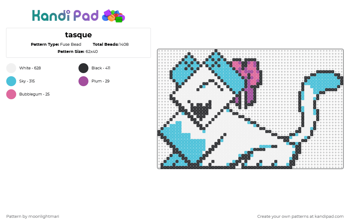 tasque - Fuse Bead Pattern by moonlightmari on Kandi Pad - white,light blue,deltarune,deltarune chapter 2,characters,tasque