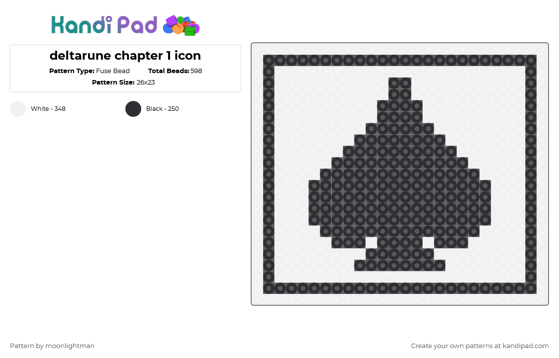 deltarune chapter 1 icon - Fuse Bead Pattern by moonlightmari on Kandi Pad - white,black,deltarune,deltarune chapter 1,icon