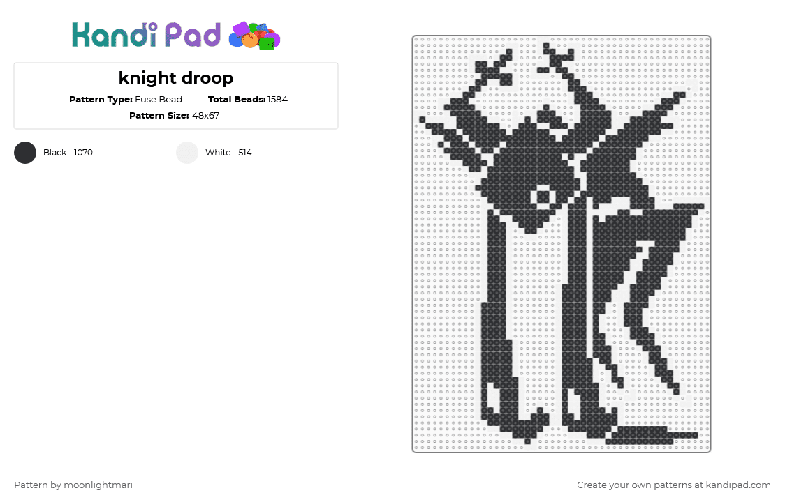 knight droop - Fuse Bead Pattern by moonlightmari on Kandi Pad - white,black,deltarune,deltarune chapter 3