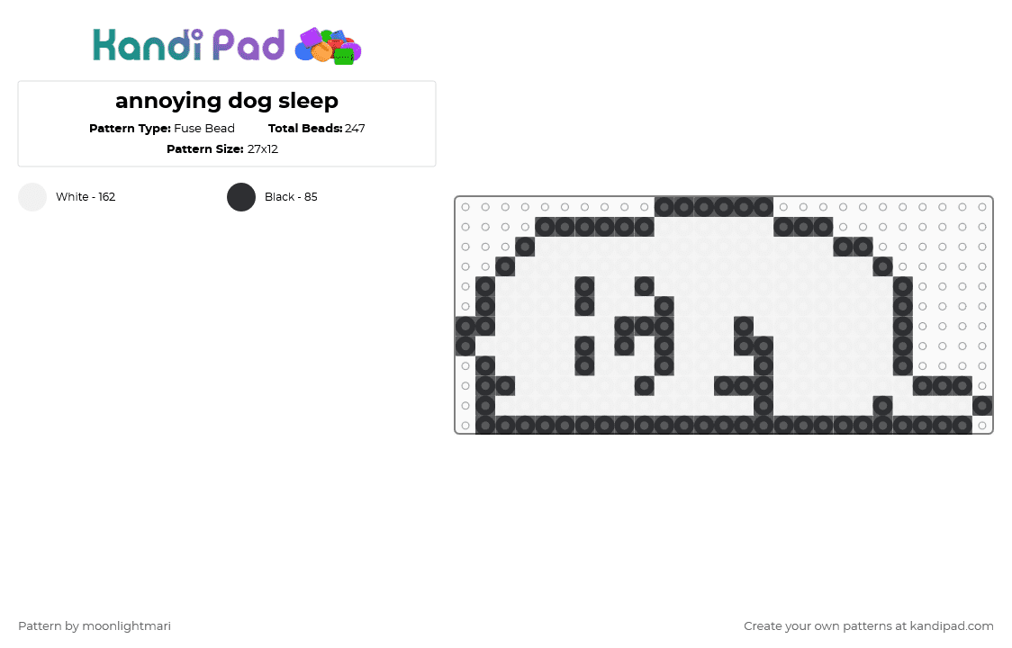 annoying dog sleep - Fuse Bead Pattern by moonlightmari on Kandi Pad - black,white,deltarune,deltarune chapter 1,dogcheck,annoying dog