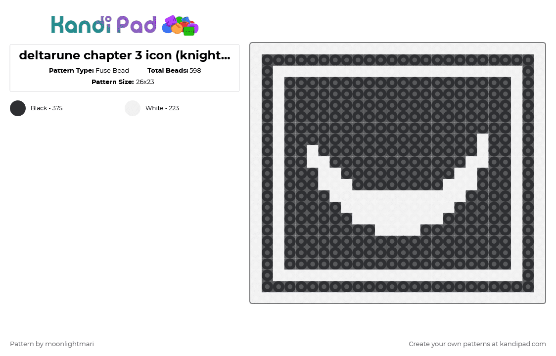 deltarune chapter 3 icon (knight ver) - Fuse Bead Pattern by moonlightmari on Kandi Pad - white,black,deltarune,deltarune chapter 3,icon,knight