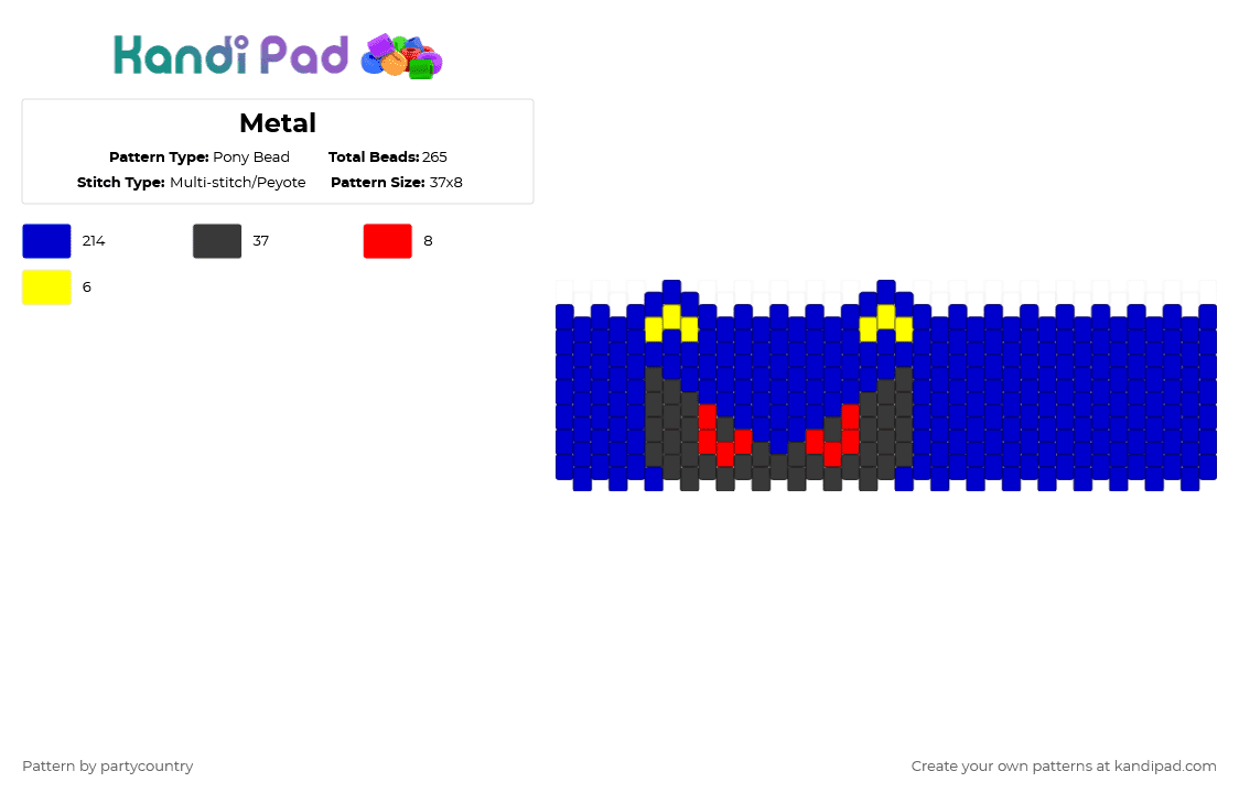 Metal - Pony Bead Pattern by partycountry on Kandi Pad - metal sonic,sega,cuff,video game,gaming,purple