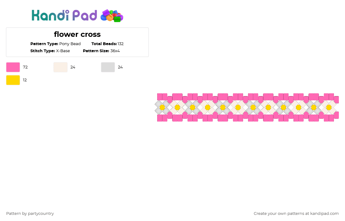 flower cross - Pony Bead Pattern by partycountry on Kandi Pad - pink
