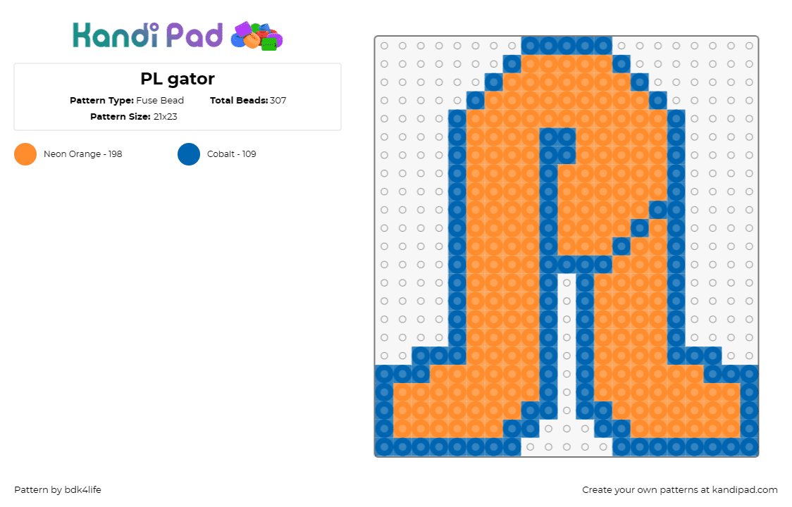 PL gator - Fuse Bead Pattern by bdk4life on Kandi Pad - logo,orange